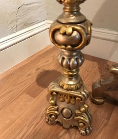 Pair of Italian Gilded Giltwood Altar Candlesticks, 20th Century