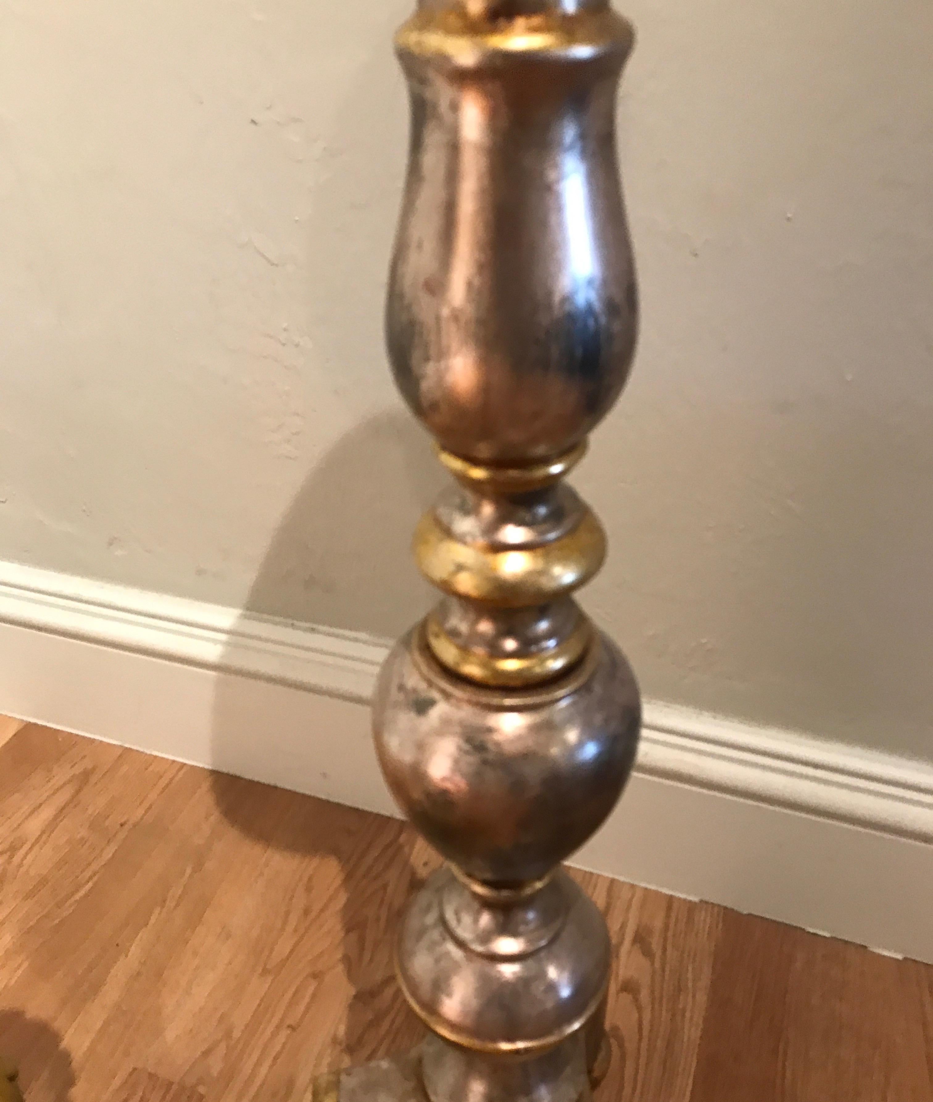 Italian Pair of Gilded and Carved Altar Candlesticks For Sale