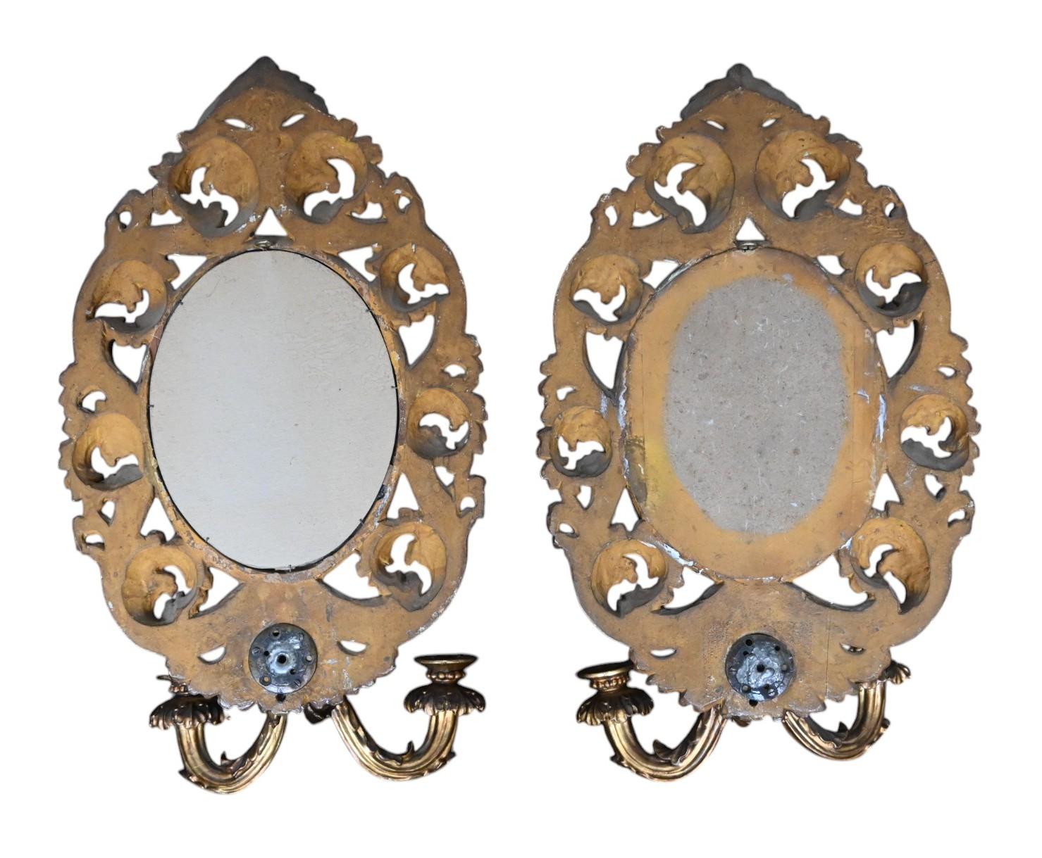 Coppia di specchi/consolle in Wood Wood dorato, XIX secolo In condizioni buone in vendita a Bilzen, BE