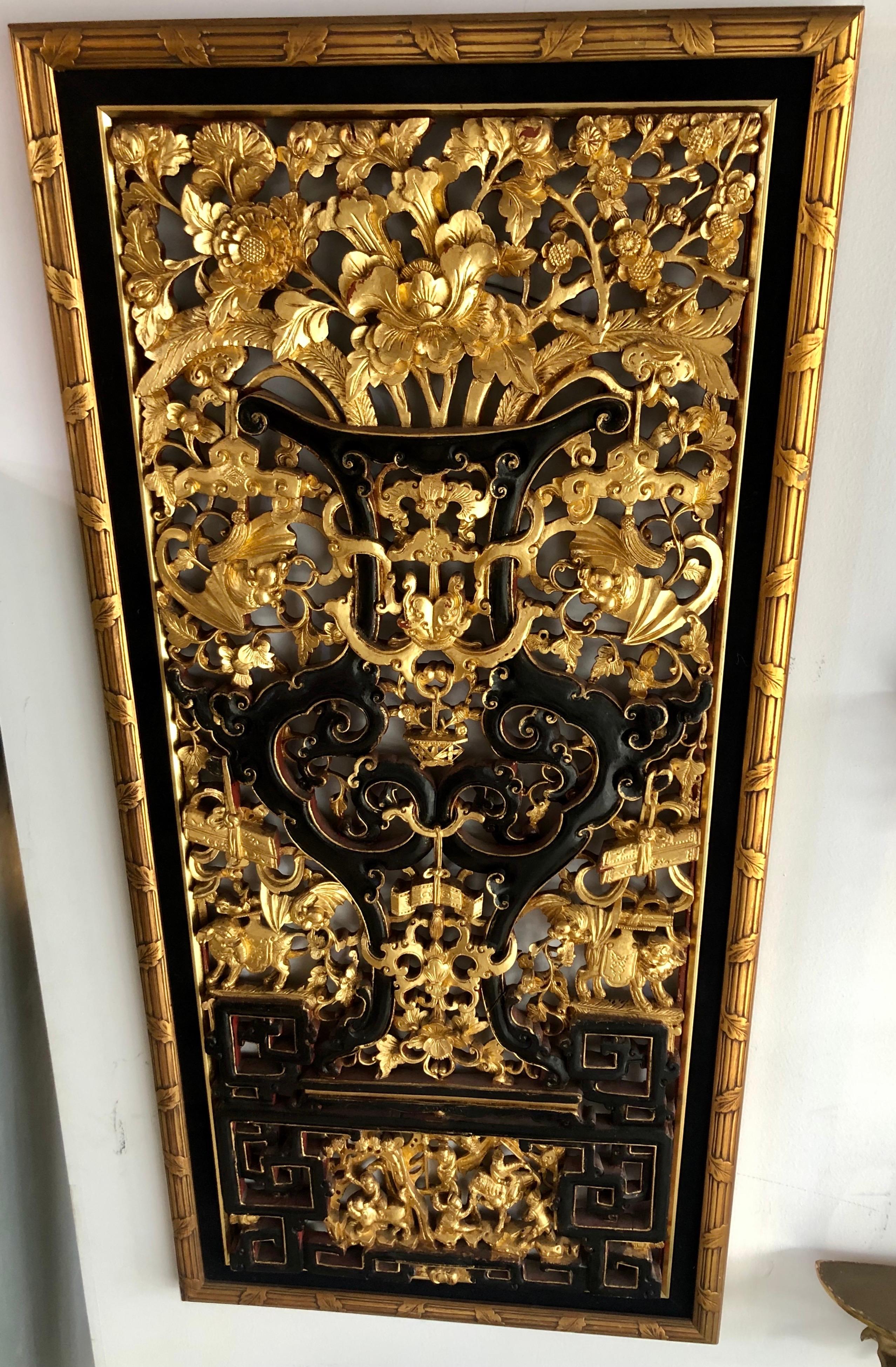 Pair of Gilded Carved Wood Wall Panels, Circa Early 20th Century 5