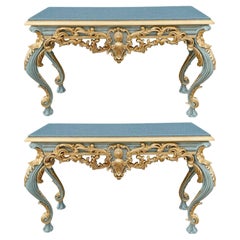 Pair of Louis XIV Style Gilded Console Tables.