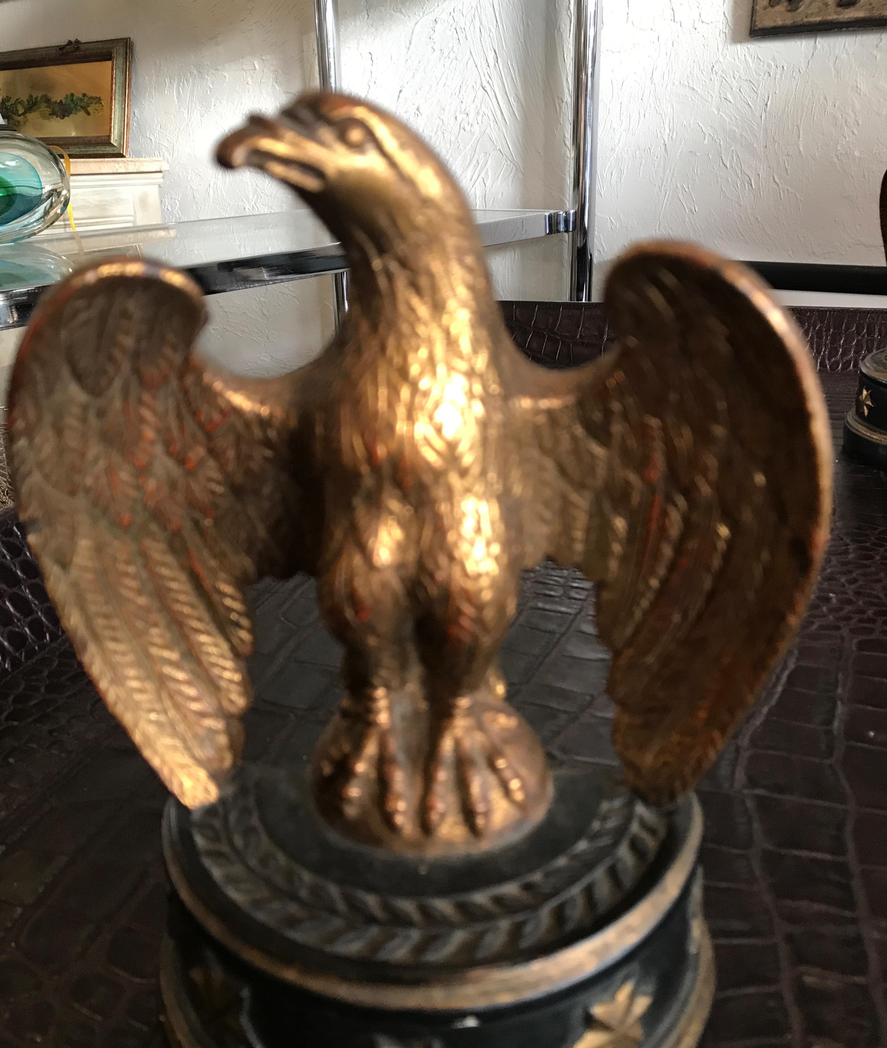 Italian Pair of Gilded Eagle Bookends by Borghese