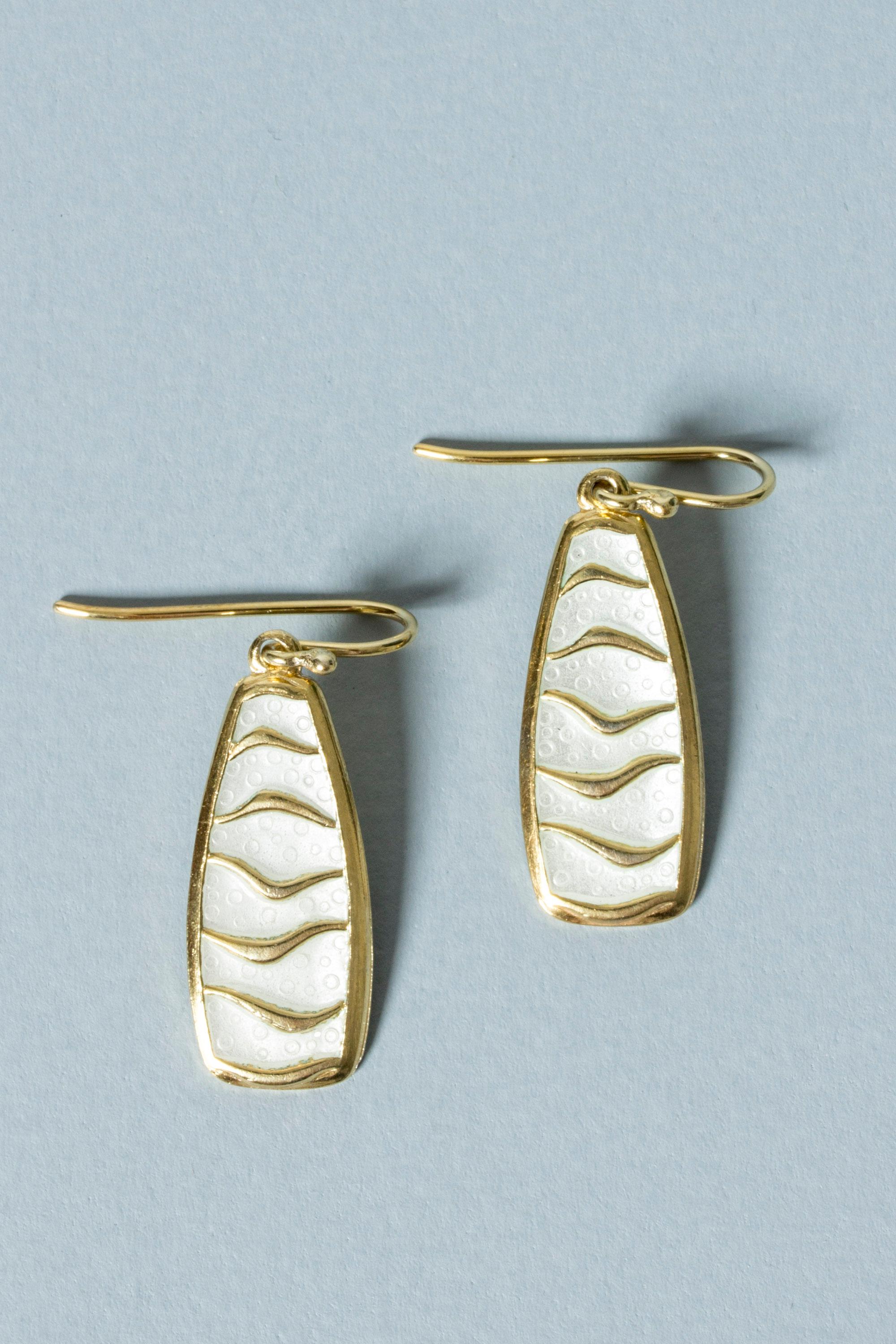Vergoldete Emaille-Ohrringe von David Andersen, Norwegen, 1950er Jahre, Paar (Modernistisch) im Angebot