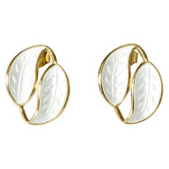 Pair of Gilded Enamel Earrings from David Andersen, Norway, 1950s