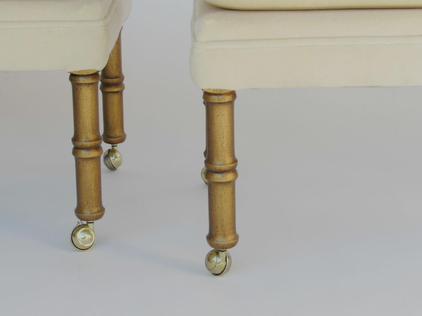 American Pair of Gilded Mid-Century Modern Faux Bamboo Benches or Stools, 1970s