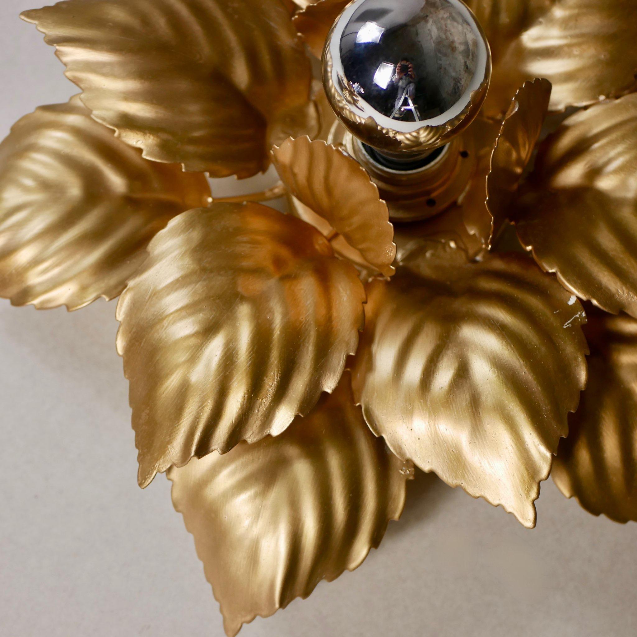 Pair of gilded floral sconces by Masca, 1980s For Sale 5