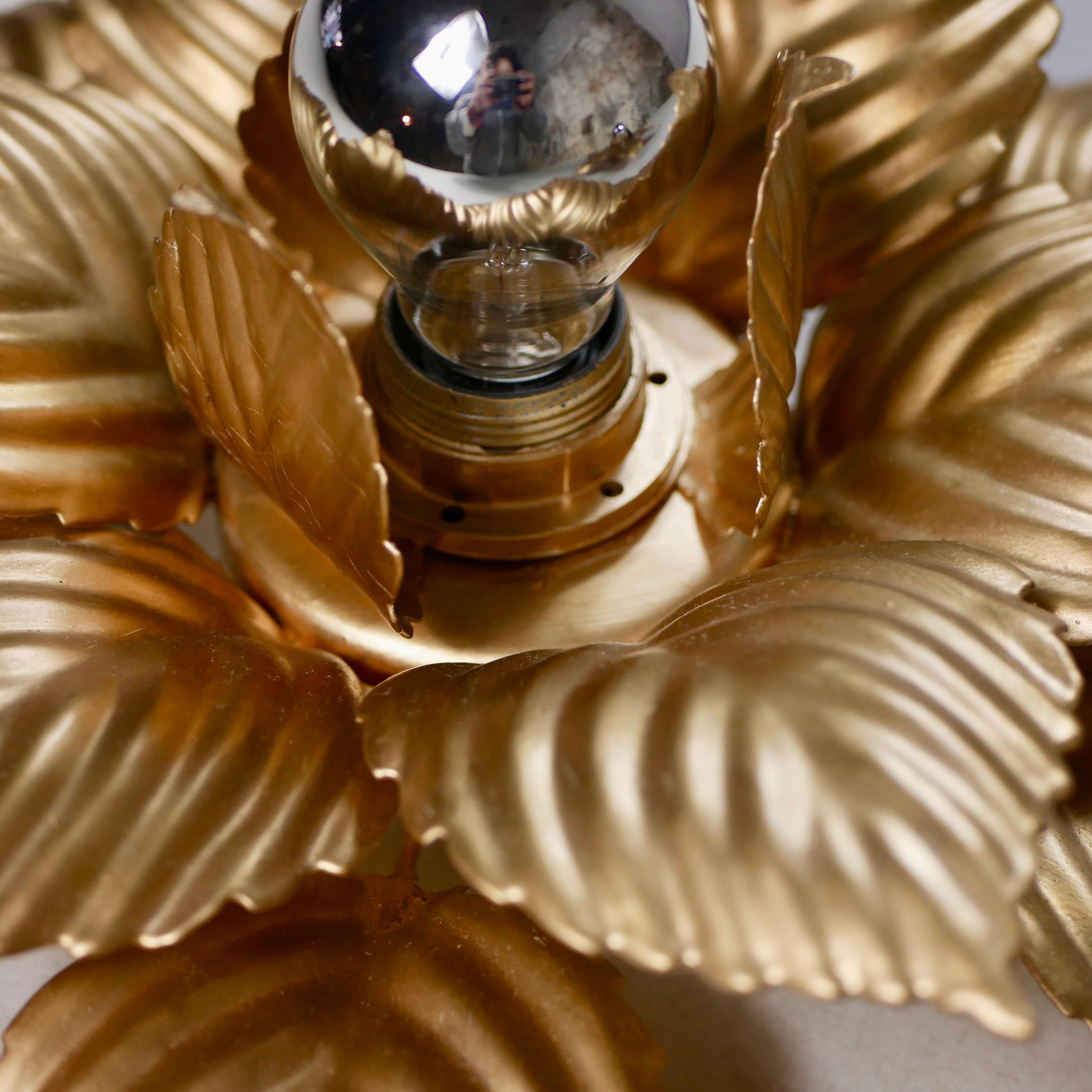 Pair of gilded floral sconces by Masca, 1980s For Sale 2