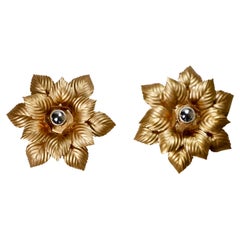 Pair of gilded floral sconces by Masca, 1980s