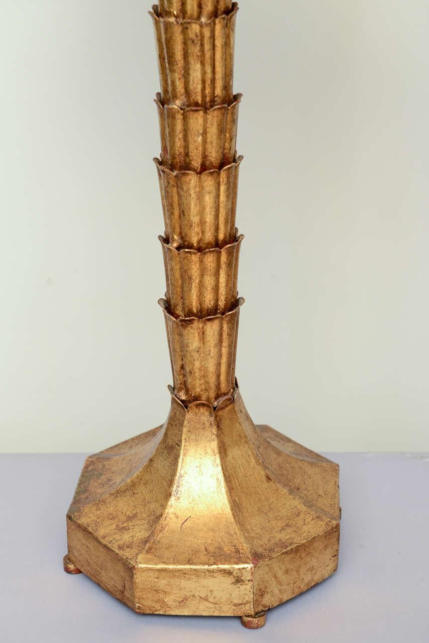 Pair of Gilded Iron Warren Kessler Palm Tree Lamps 2