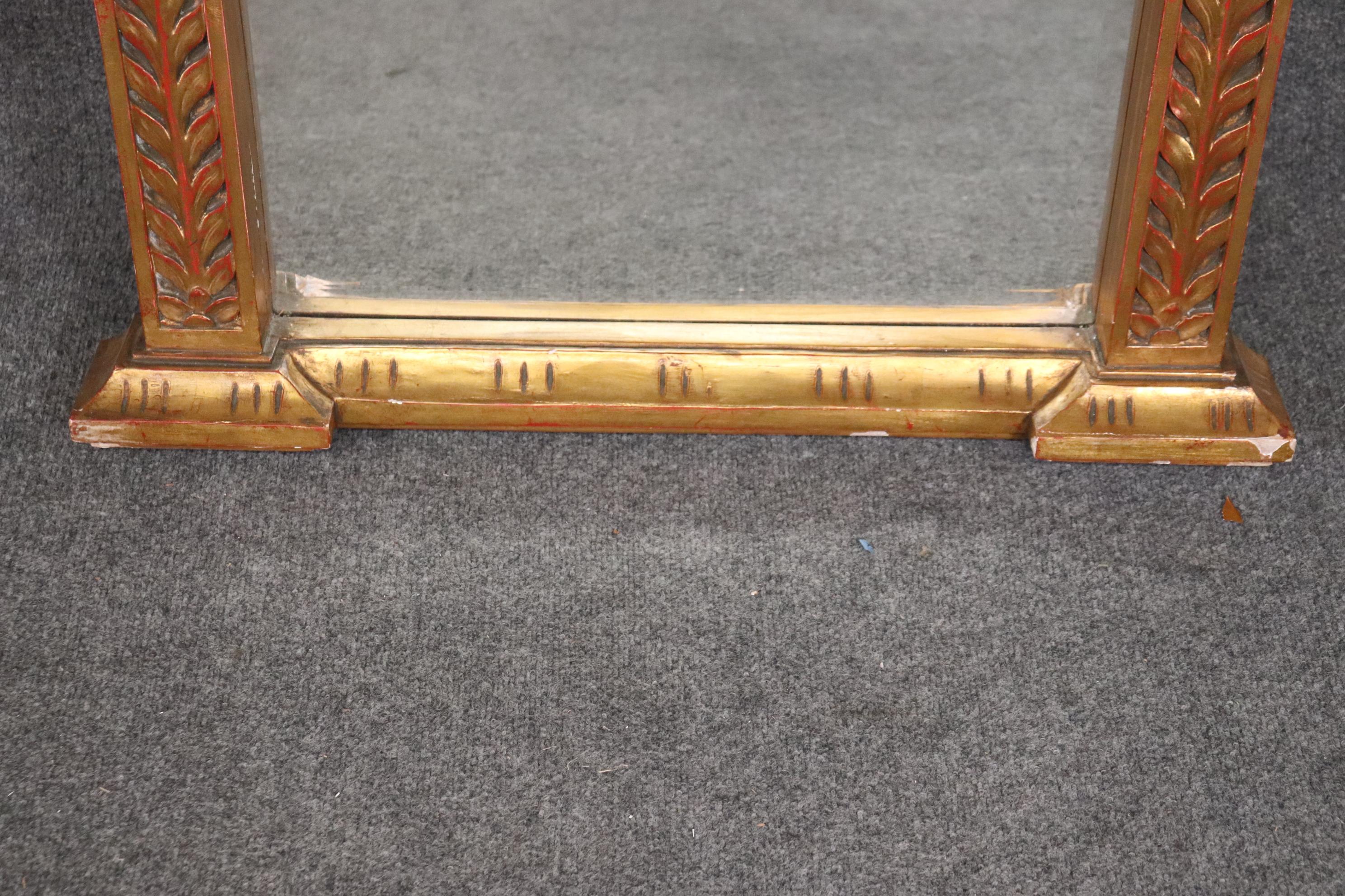 Pair of Gilded Italian Louis XV Style Carved Wall Pier Mirrors circa 1940 1