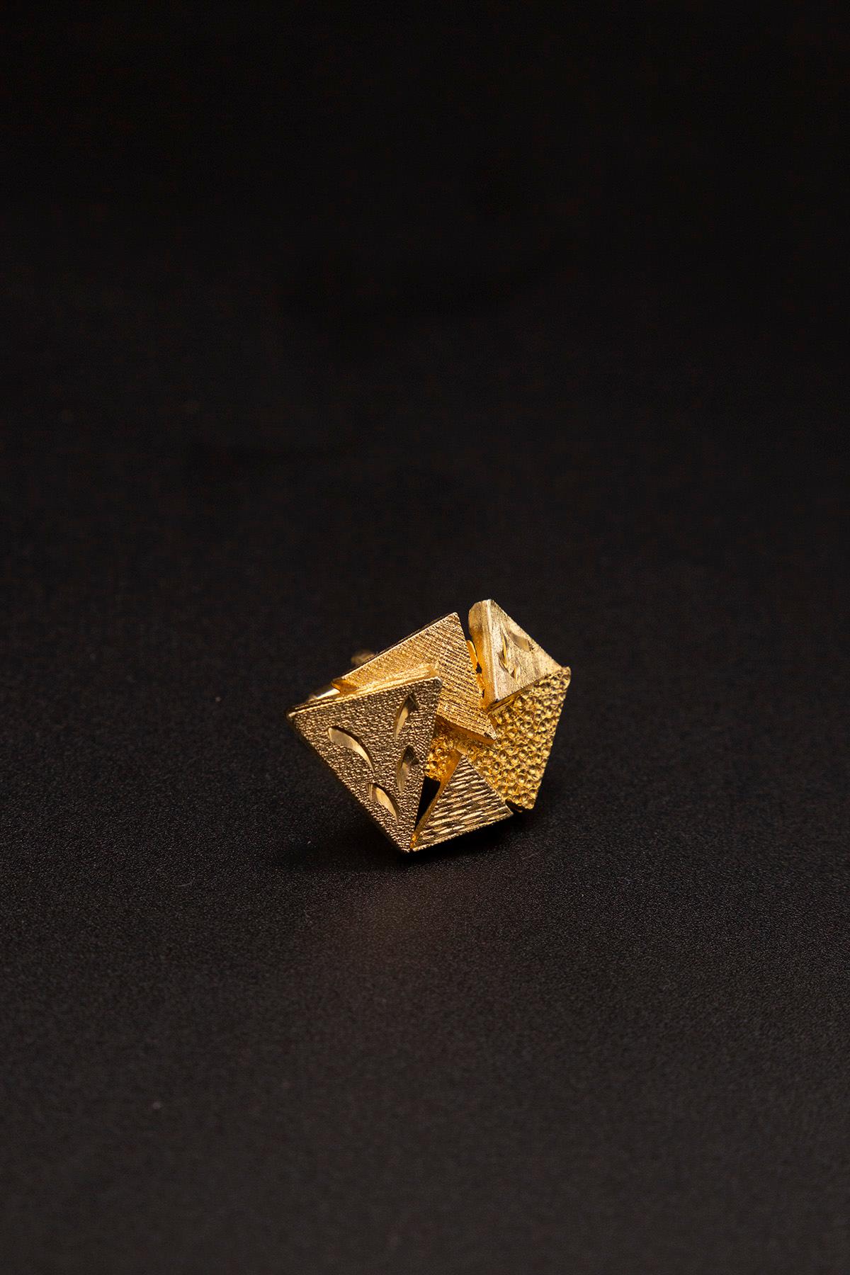 Pair of gilded metal cufflinks Vintage Italian brutalist  For Sale 3