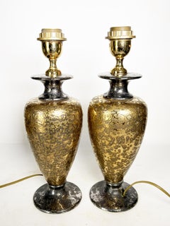 Coppia di lampade in metallo dorato, Francia, 1980