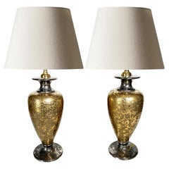 Coppia di lampade in metallo dorato, Francia, 1980