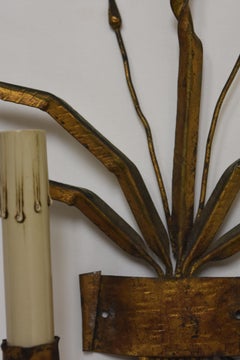 Pair of Gilded Metal Sconces from Barcelona