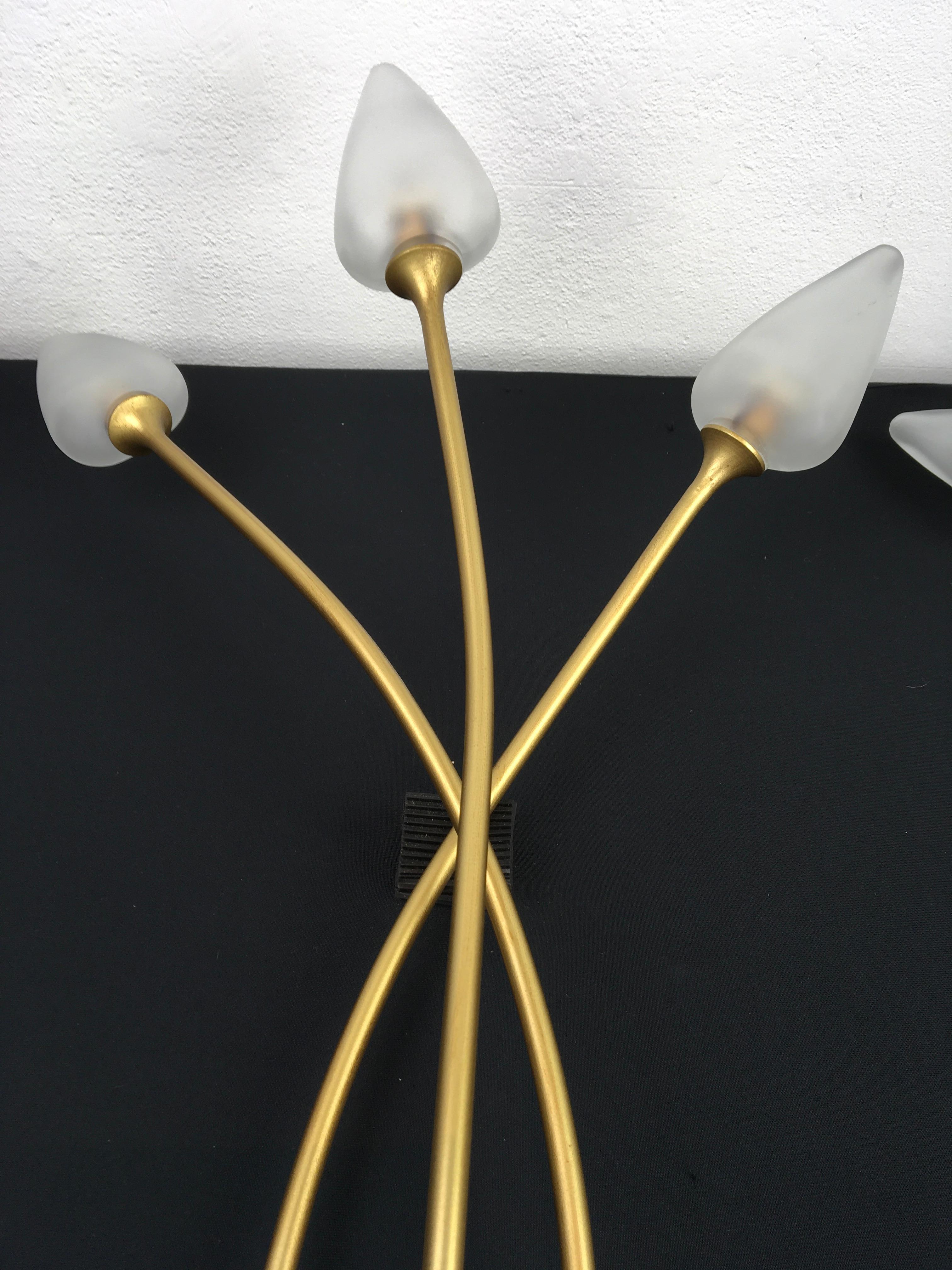 Pair of Gilded Metal Wall Lights, Italy, 1990s In Good Condition In Antwerp, BE