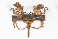 Pareja de candelabros de época, dorados y con espejo