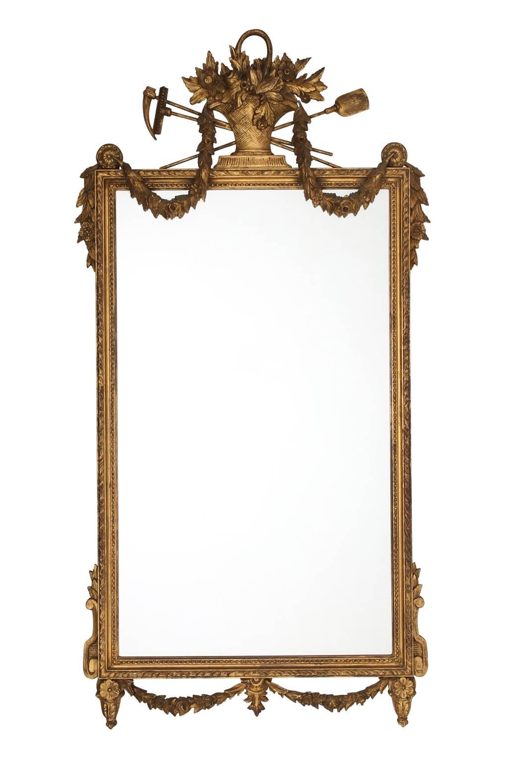 Carved Pair of Gilded Neoclassical Mirrors