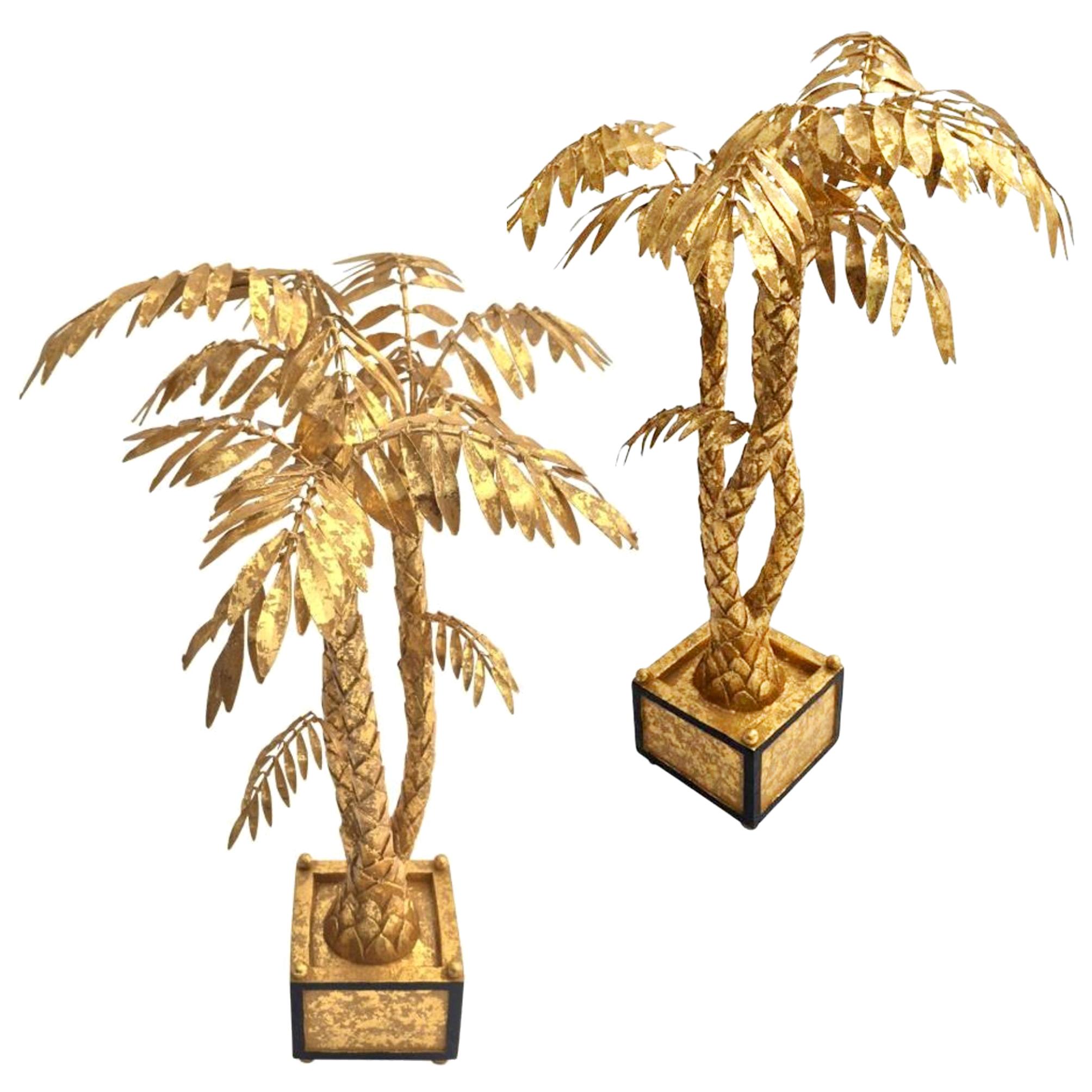 Pair of Gilded Palm Tree Center Piece, Hand Craft Work Elegant and Decorative