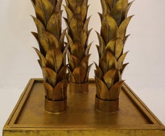 Pair of Gilded Palmer Triple Floor Lamp in Gold Finish