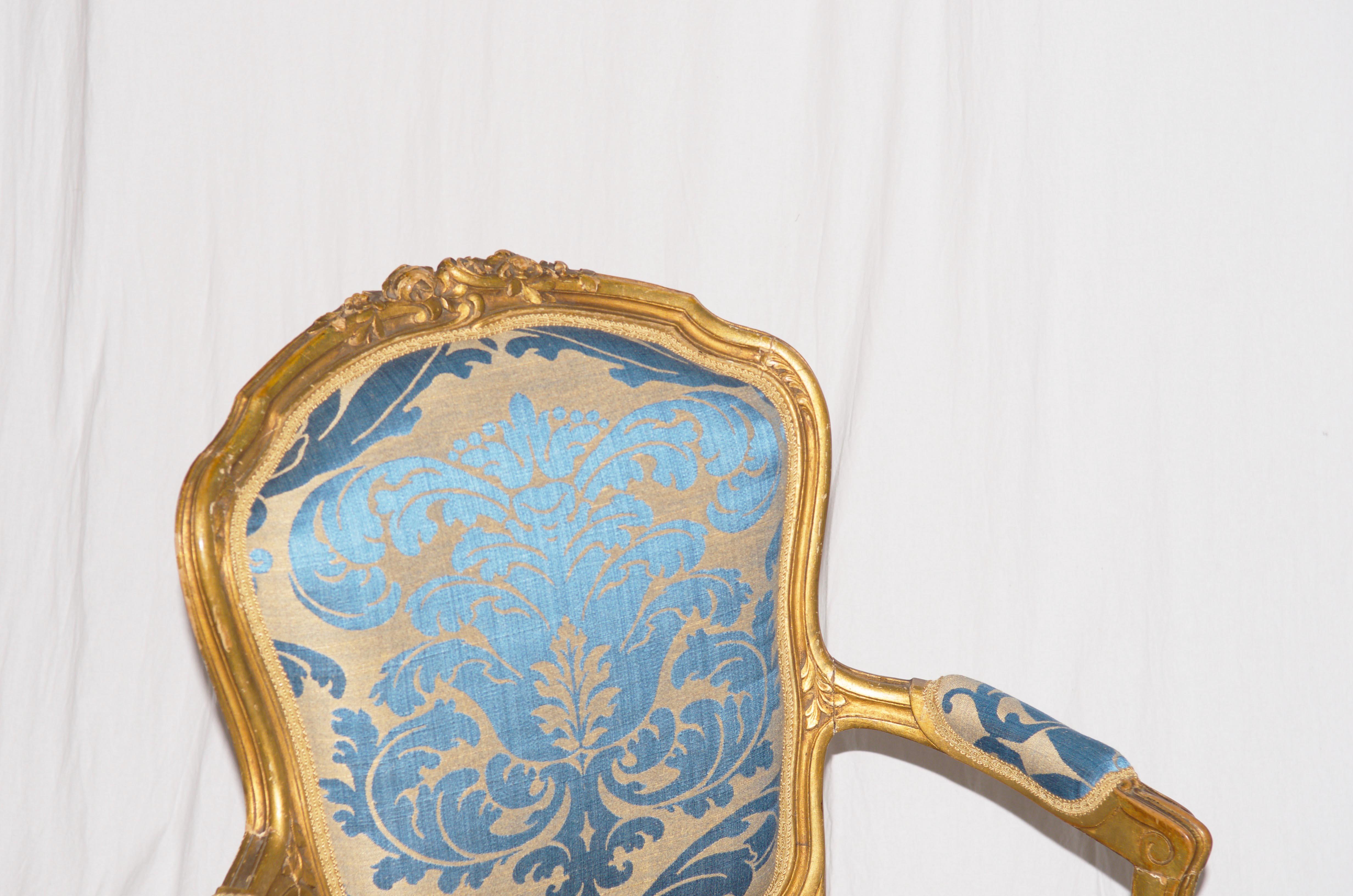 Pair of Gilded Rococo Armchairs 6