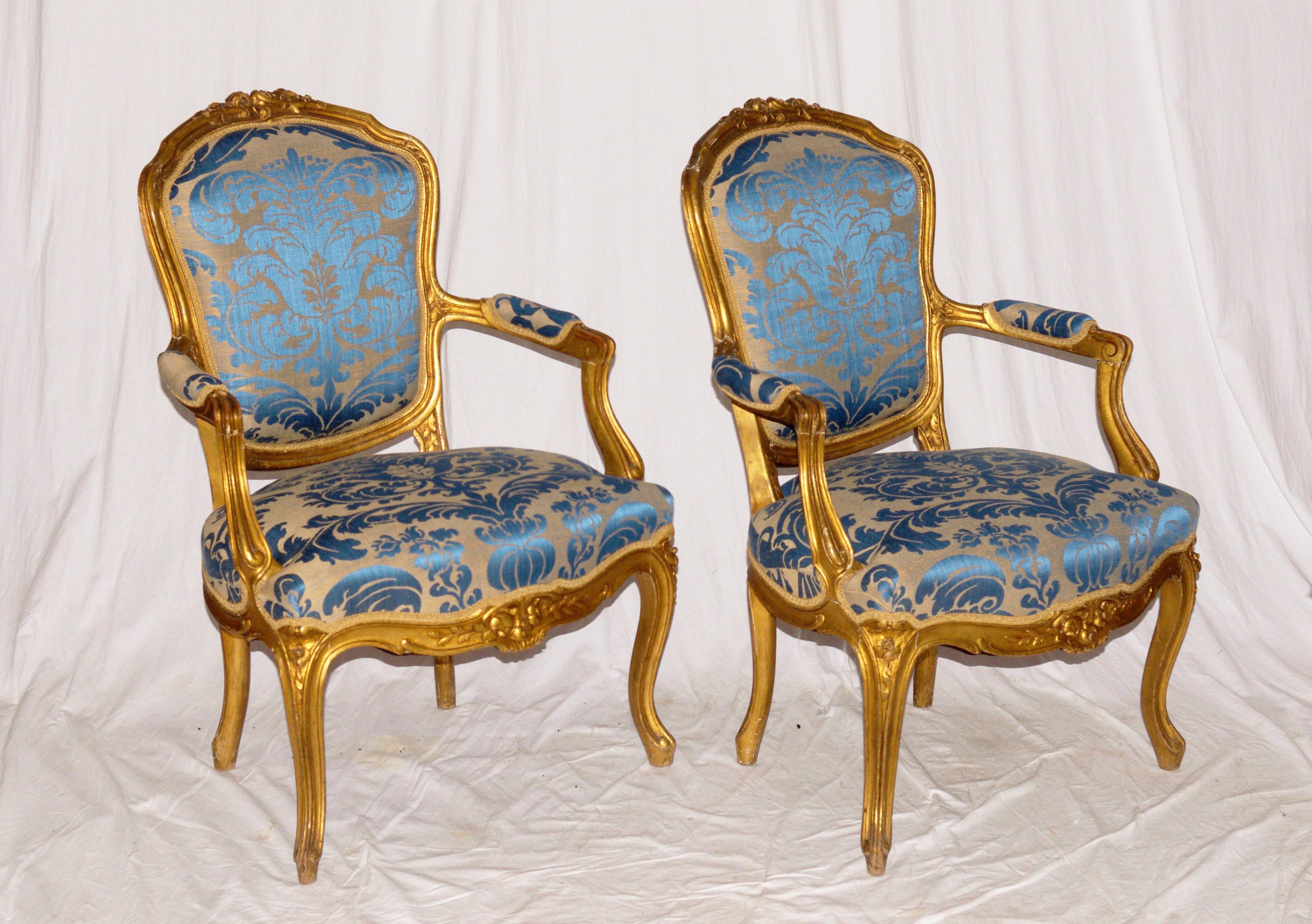 Pair of Gilded Rococo Armchairs 8