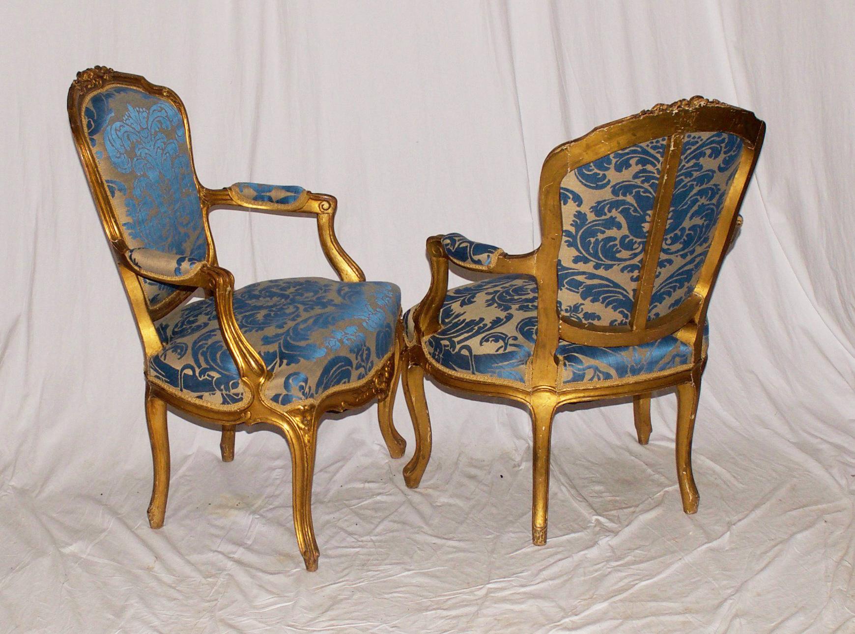 Pair of Gilded Rococo Armchairs 2
