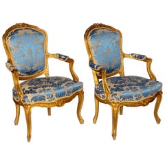 Pair of Gilded Rococo Armchairs