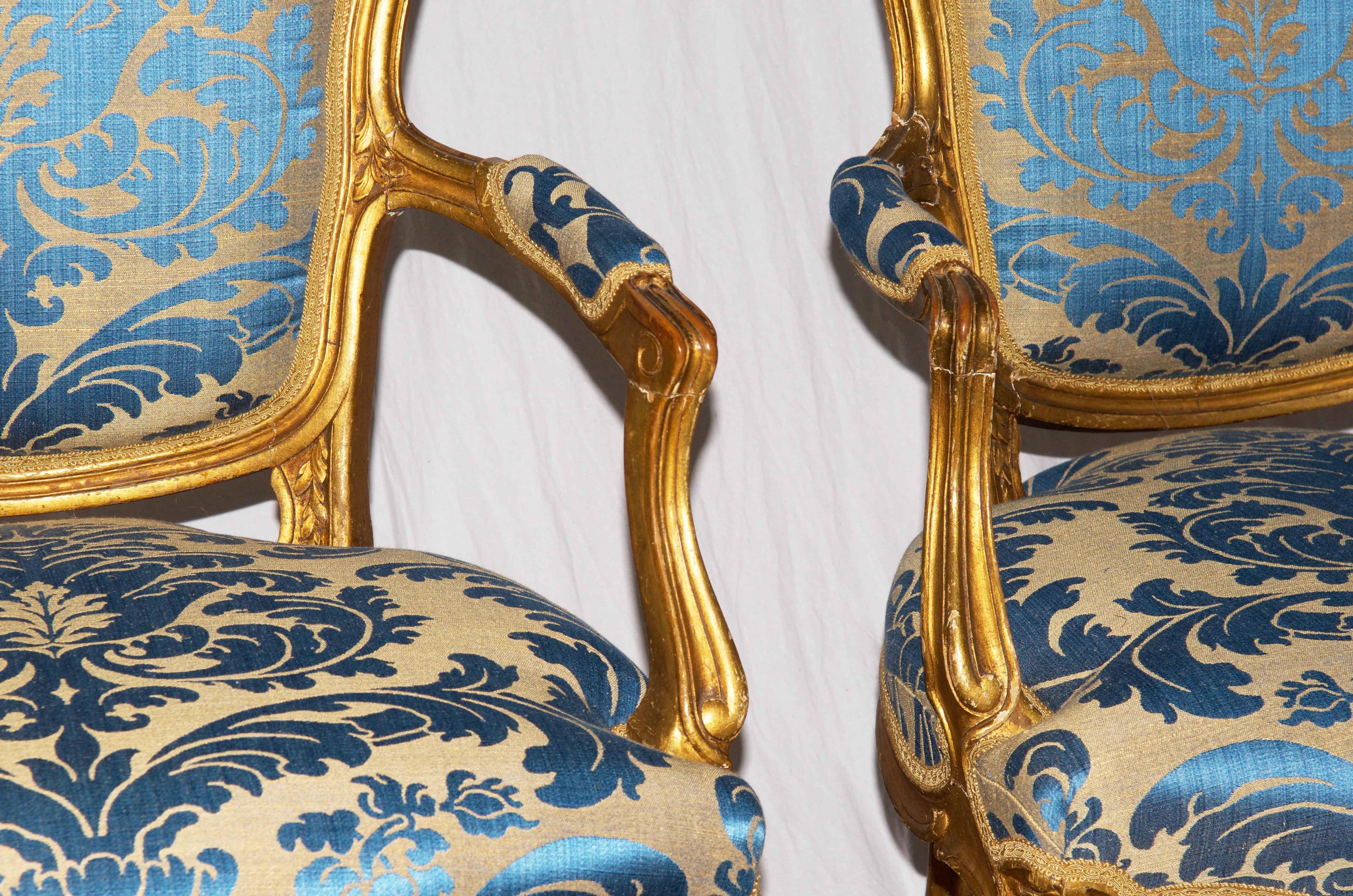 Austrian Pair of Gilded Rococo Armchairs
