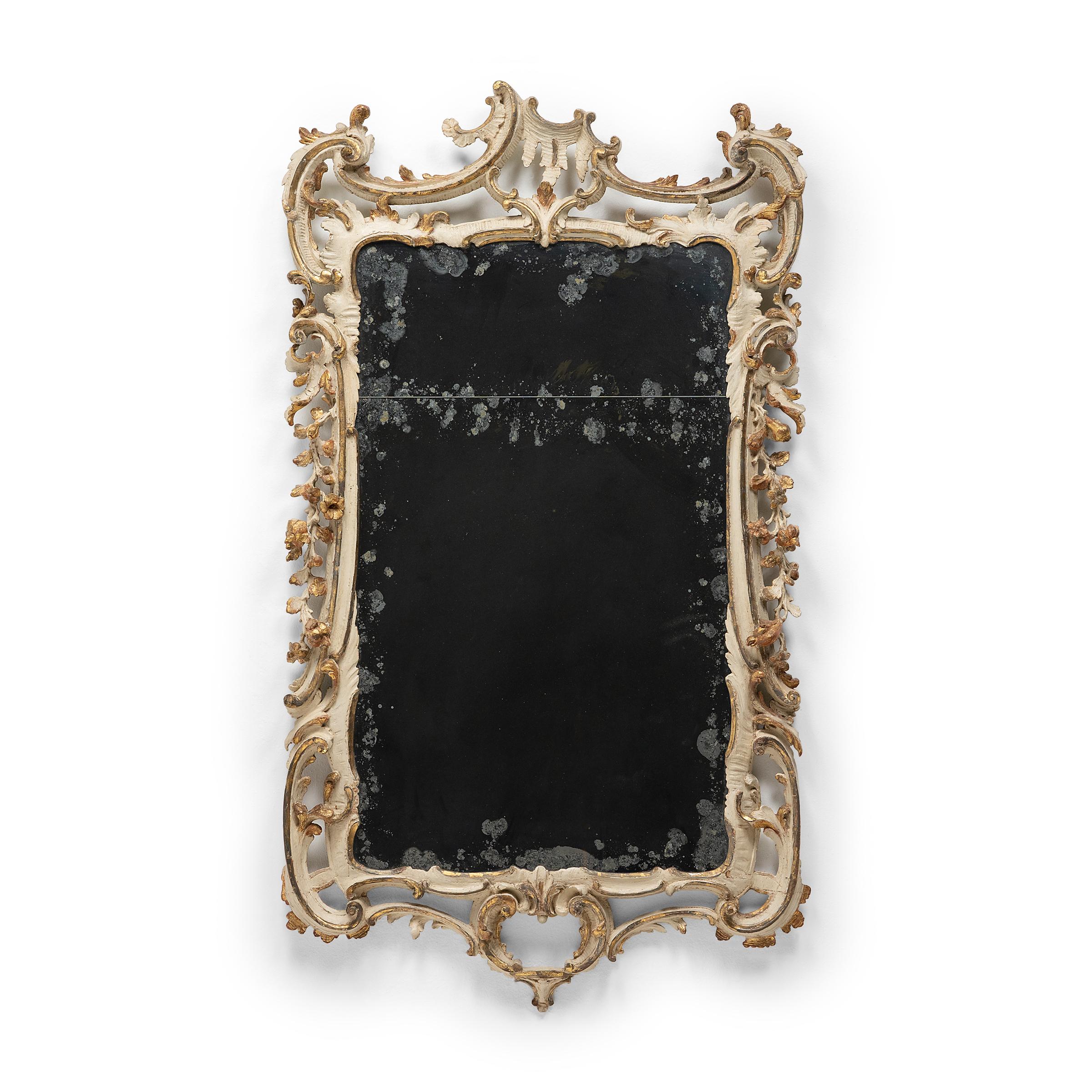 Gilt Pair of Gilded Rococo Wall Mirrors, c. 1745-55 For Sale