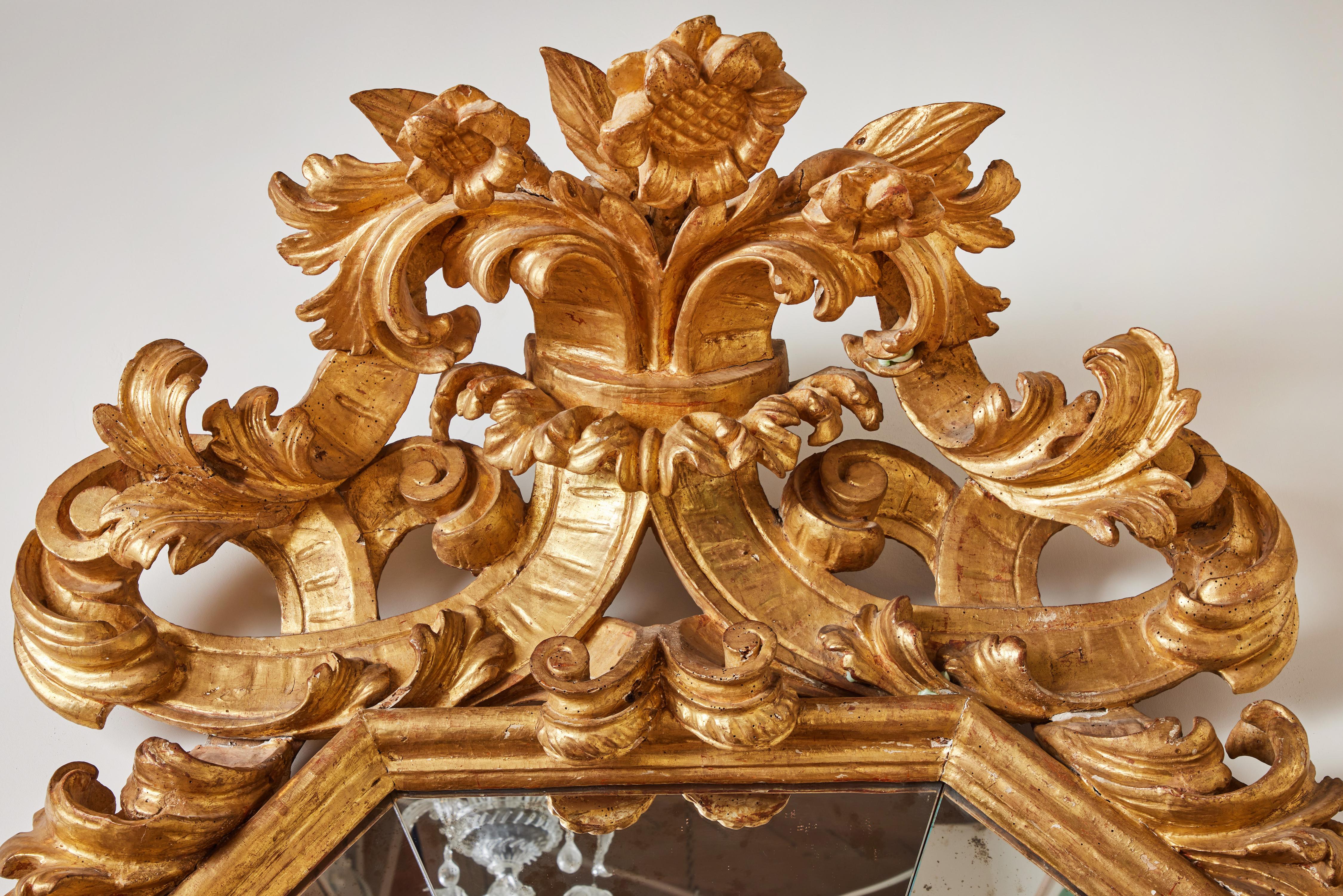 Baroque Pair of Gilded Roman Mirrors For Sale