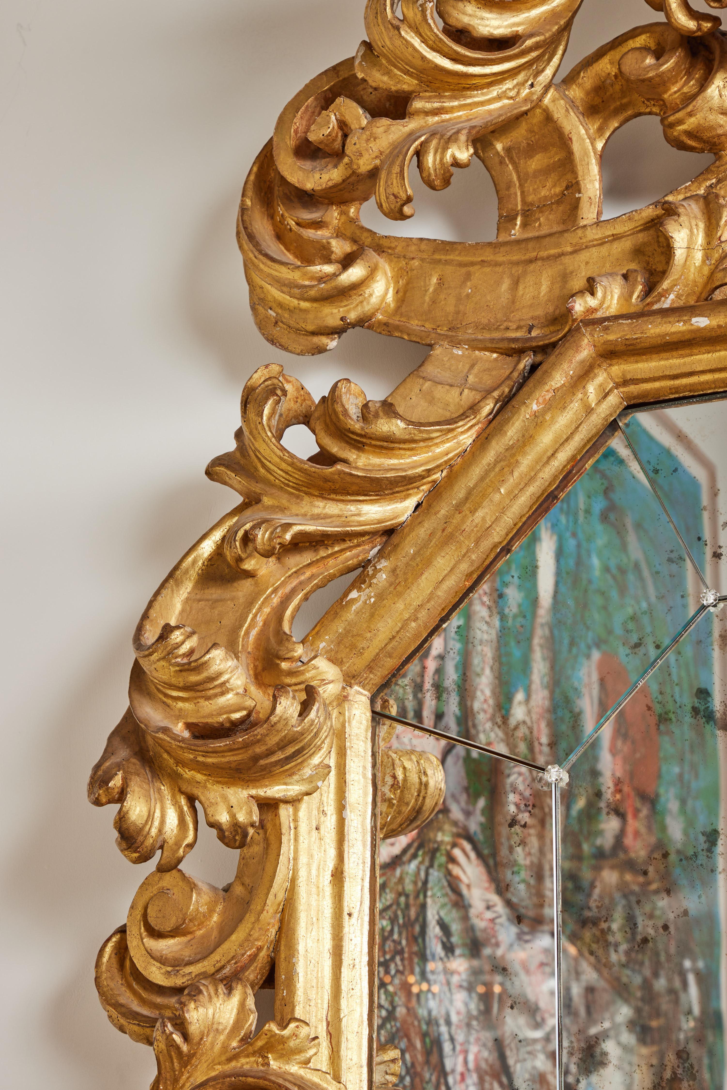 Giltwood Pair of Gilded Roman Mirrors For Sale
