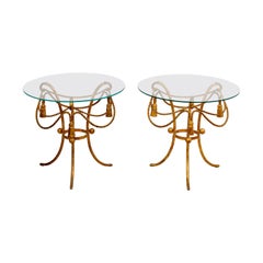 Pair of Gilded Rope and Tassel Side Tables