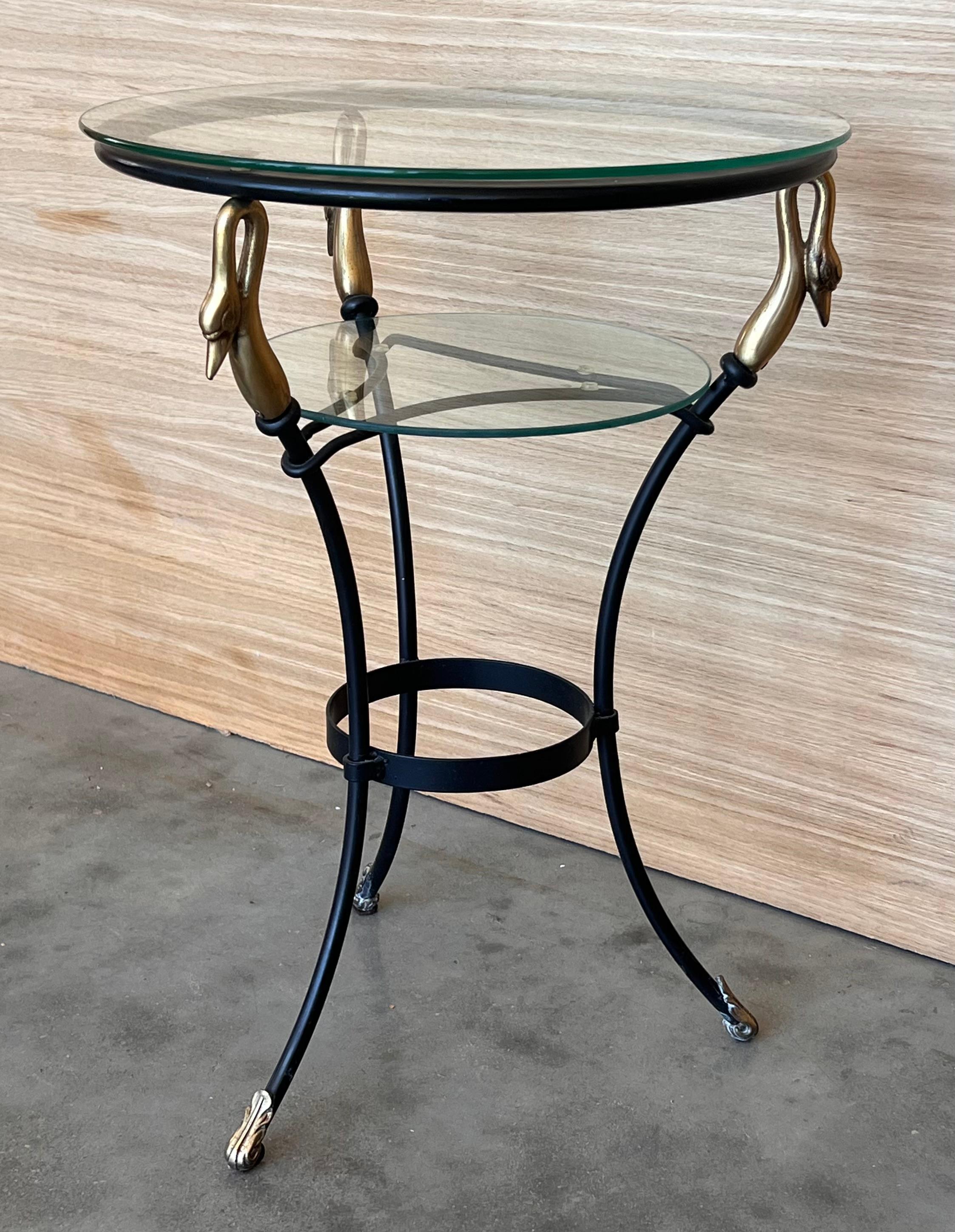 Paire de tables basses Empire en fer forgé doré en vente 1