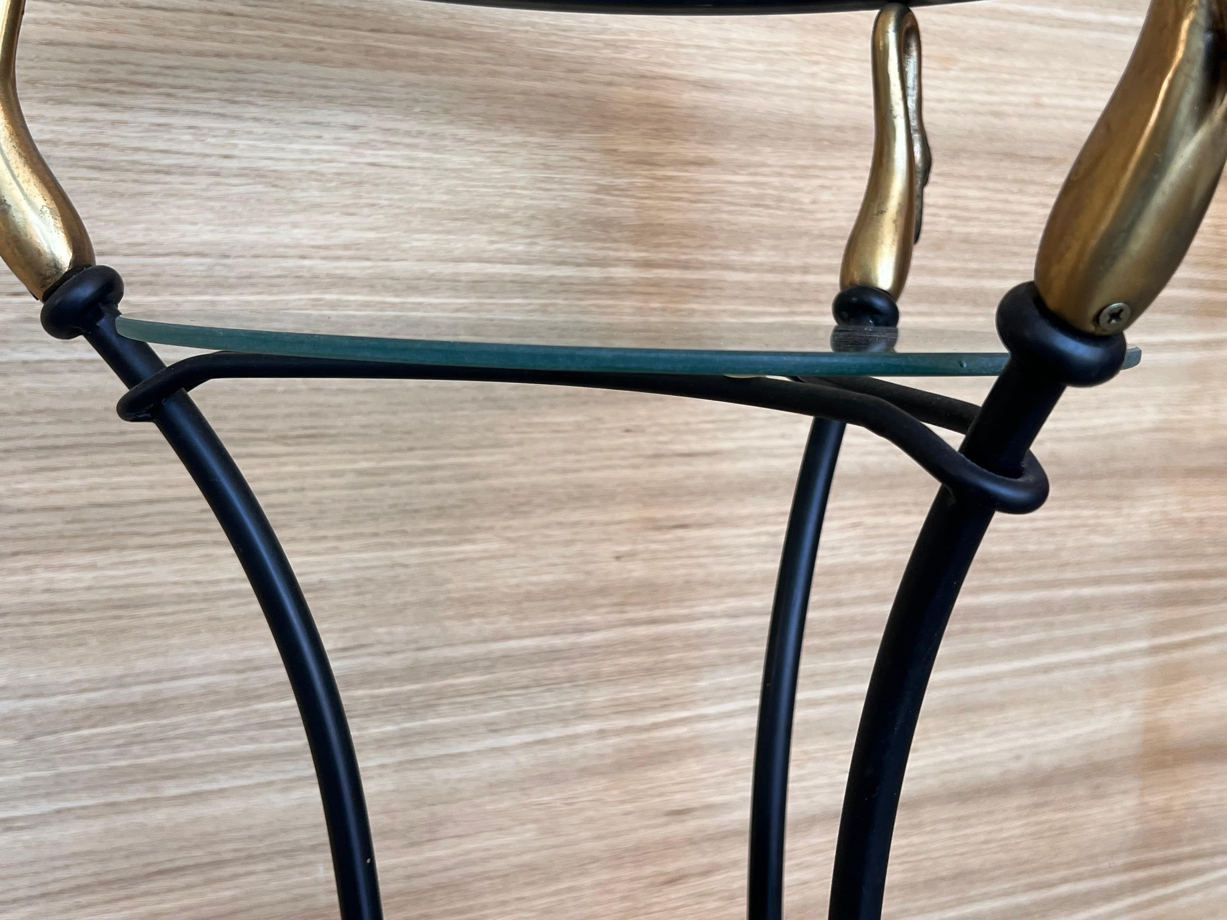 Paire de tables basses Empire en fer forgé doré en vente 2