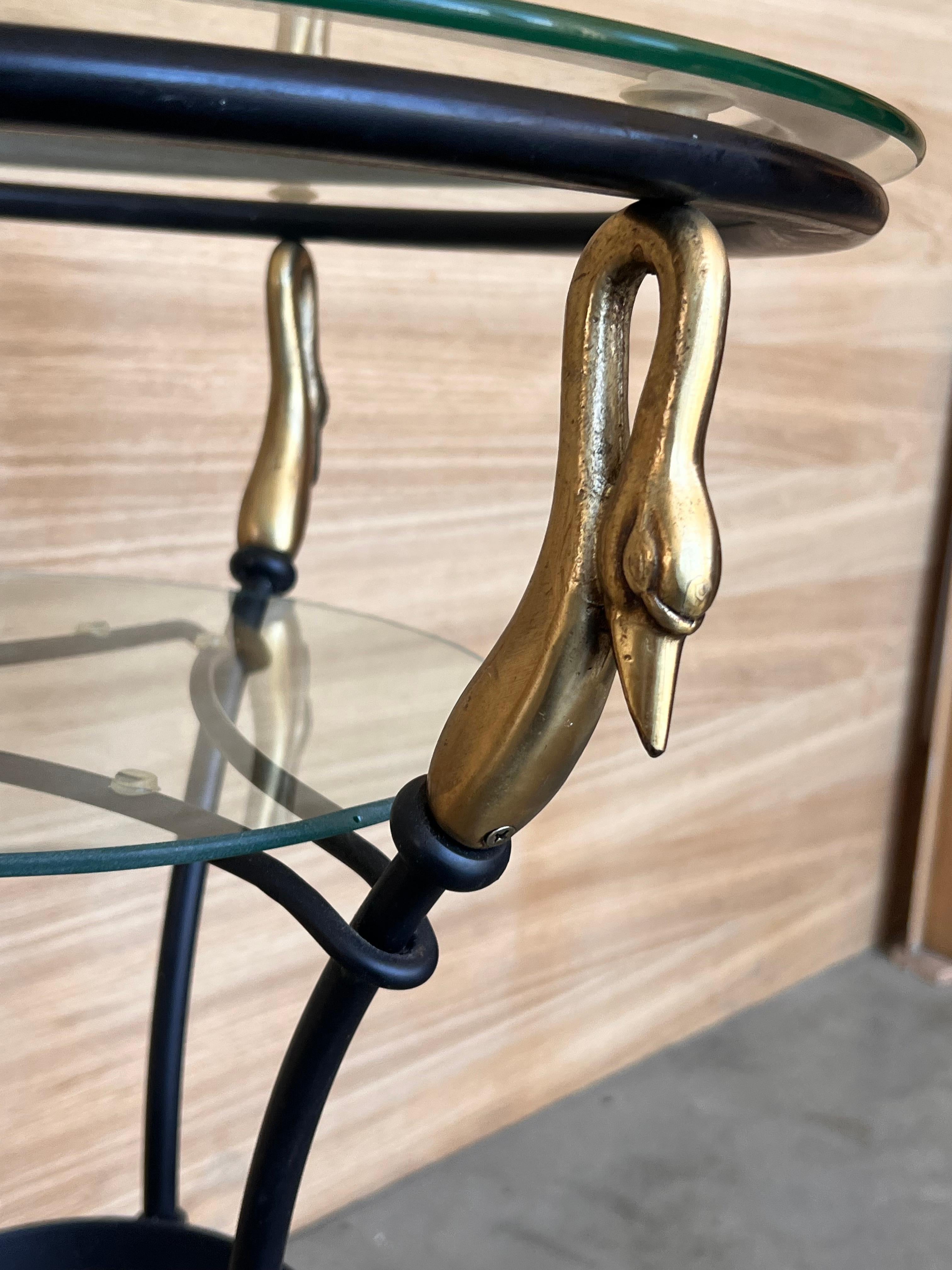 Paire de tables basses Empire en fer forgé doré en vente 3