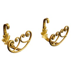 Pair of Gilded Wrought Iron Wall Hooks