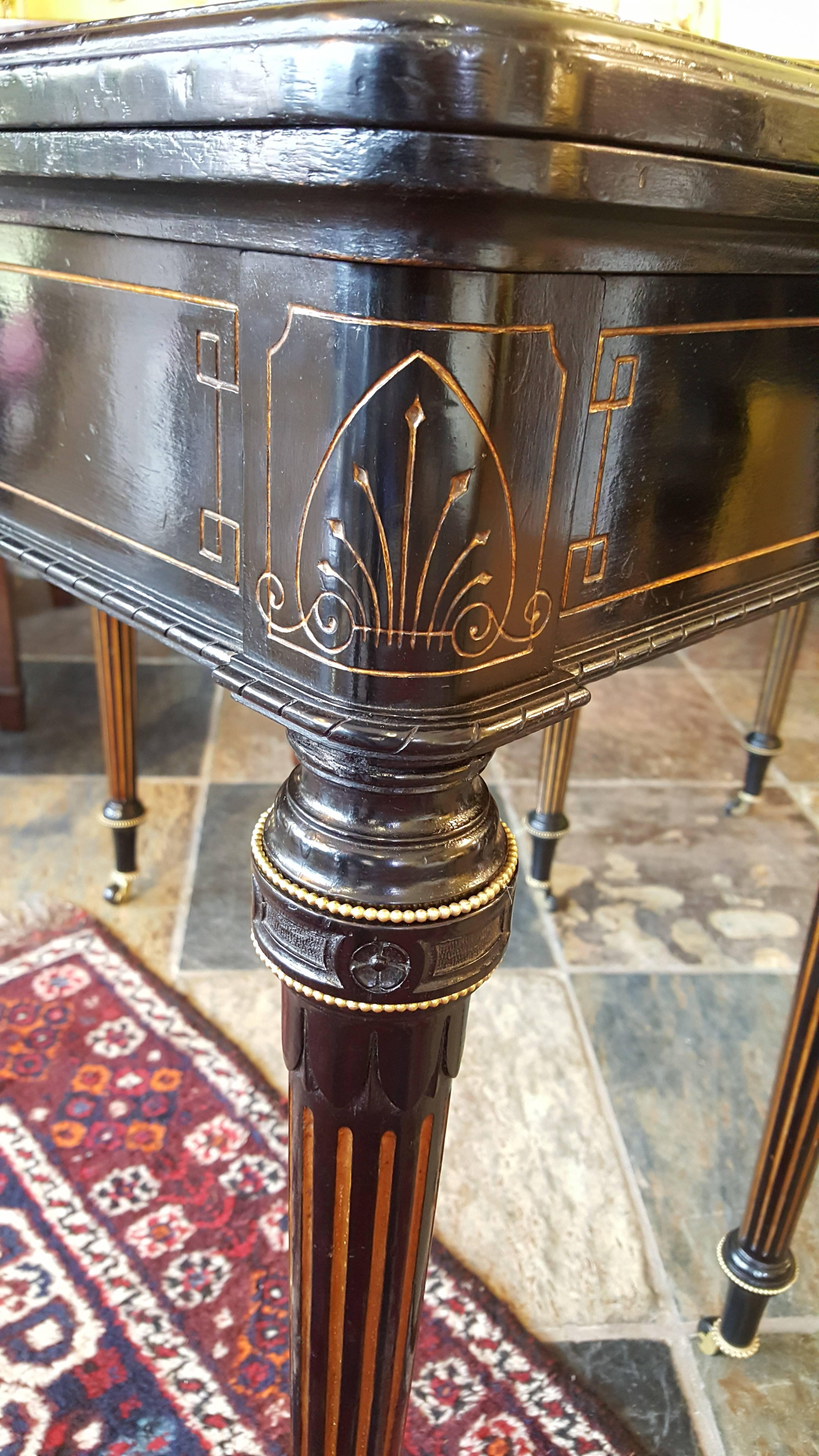 Pair of Gillows Aesthetic Period Ebonized Card Tables In Excellent Condition In Altrincham, Cheshire