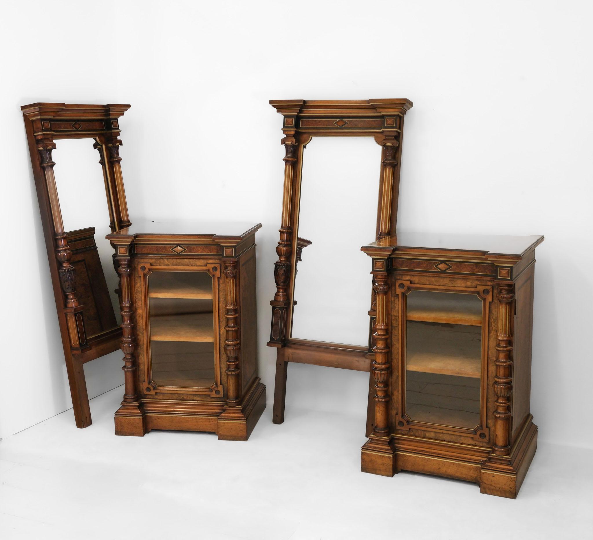 Paire d'armoires à miroirs en ronce de noyer, amboyna et parchemin doré de Gillows en vente 4