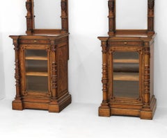 Pair Of Gillows Burr Walnut, Amboyna & Parcel Gilt Cabinets With Mirrors