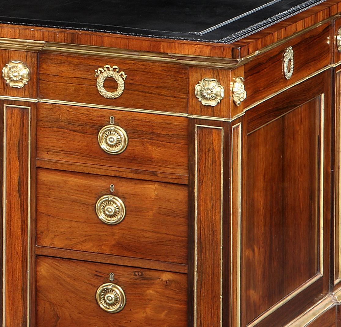 British Pair of Gilt and Leather Pedestal Desks in the Regency Manner For Sale