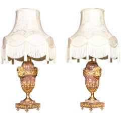 Pair of Gilt and Marble Lamps