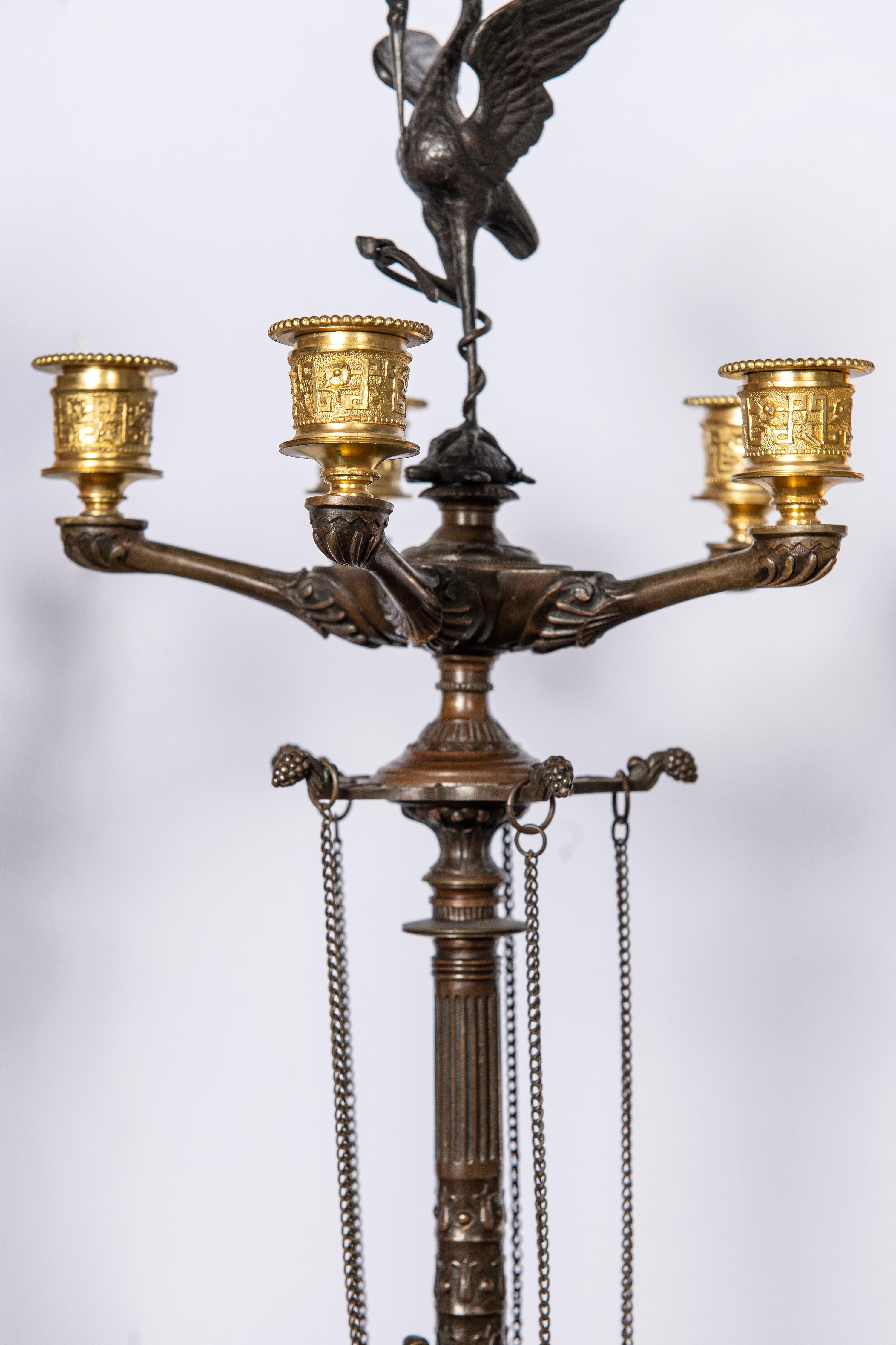 Napoleone III Coppia di candelabri in bronzo dorato e patinato, Francia, XIX secolo in vendita