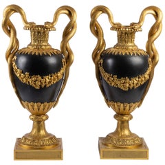 Pair of Gilt and Patinated Bronze Cassolettes