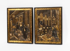 Pair of Gilt and Patinated Bronze Relief Plaques Depicting Shakespeare, Othello