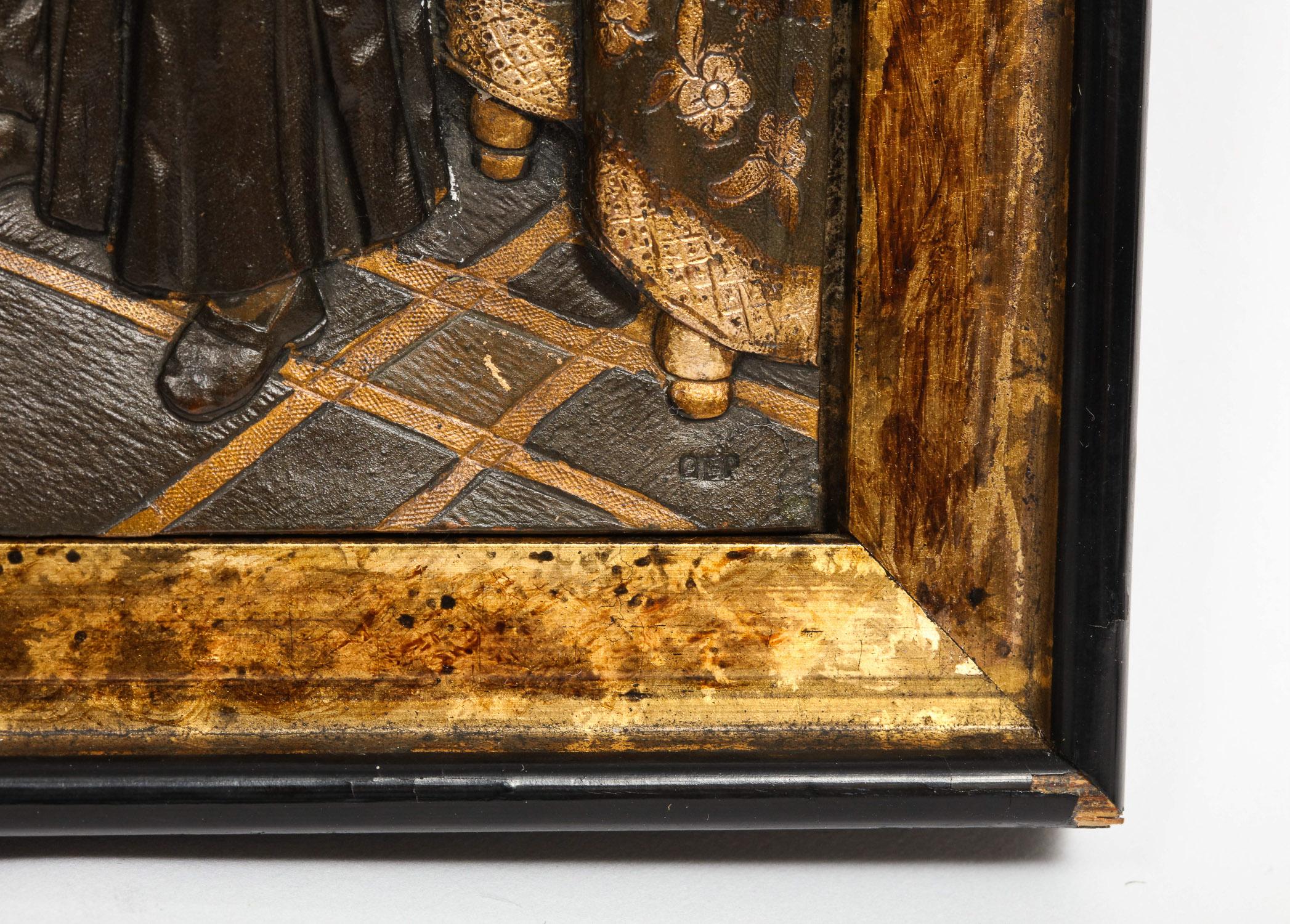 French Pair of Gilt and Patinated Bronze Relief Plaques Depicting Shakespeare, Othello