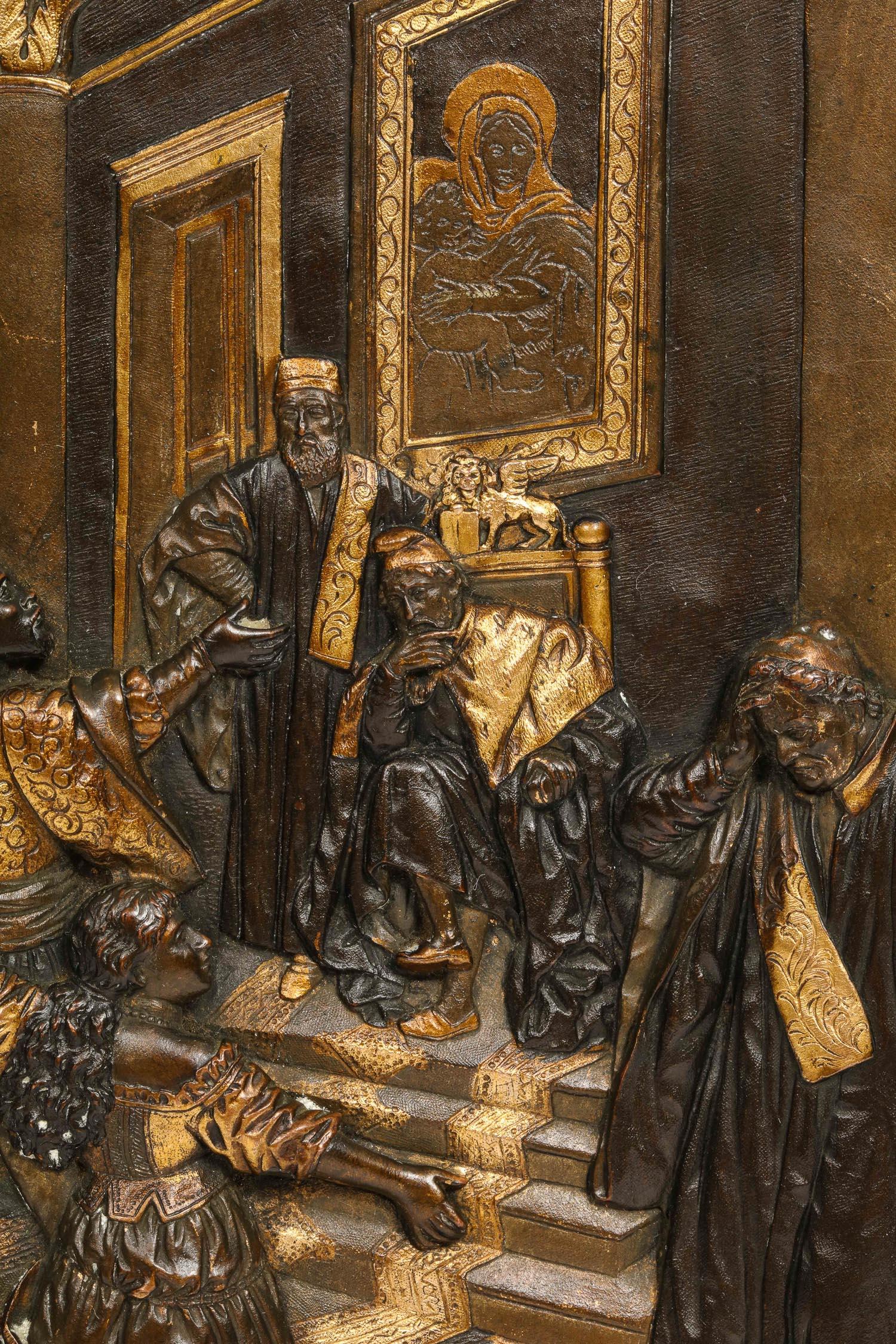 19th Century Pair of Gilt and Patinated Bronze Relief Plaques Depicting Shakespeare, Othello