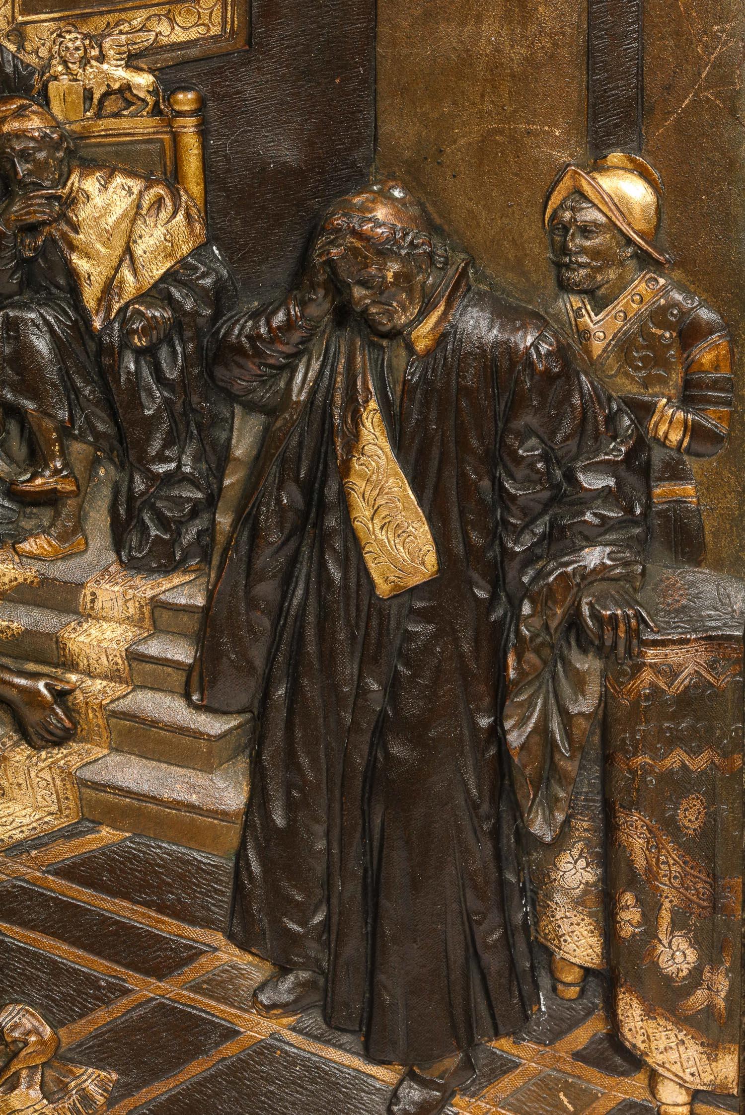 Pair of Gilt and Patinated Bronze Relief Plaques Depicting Shakespeare, Othello 1