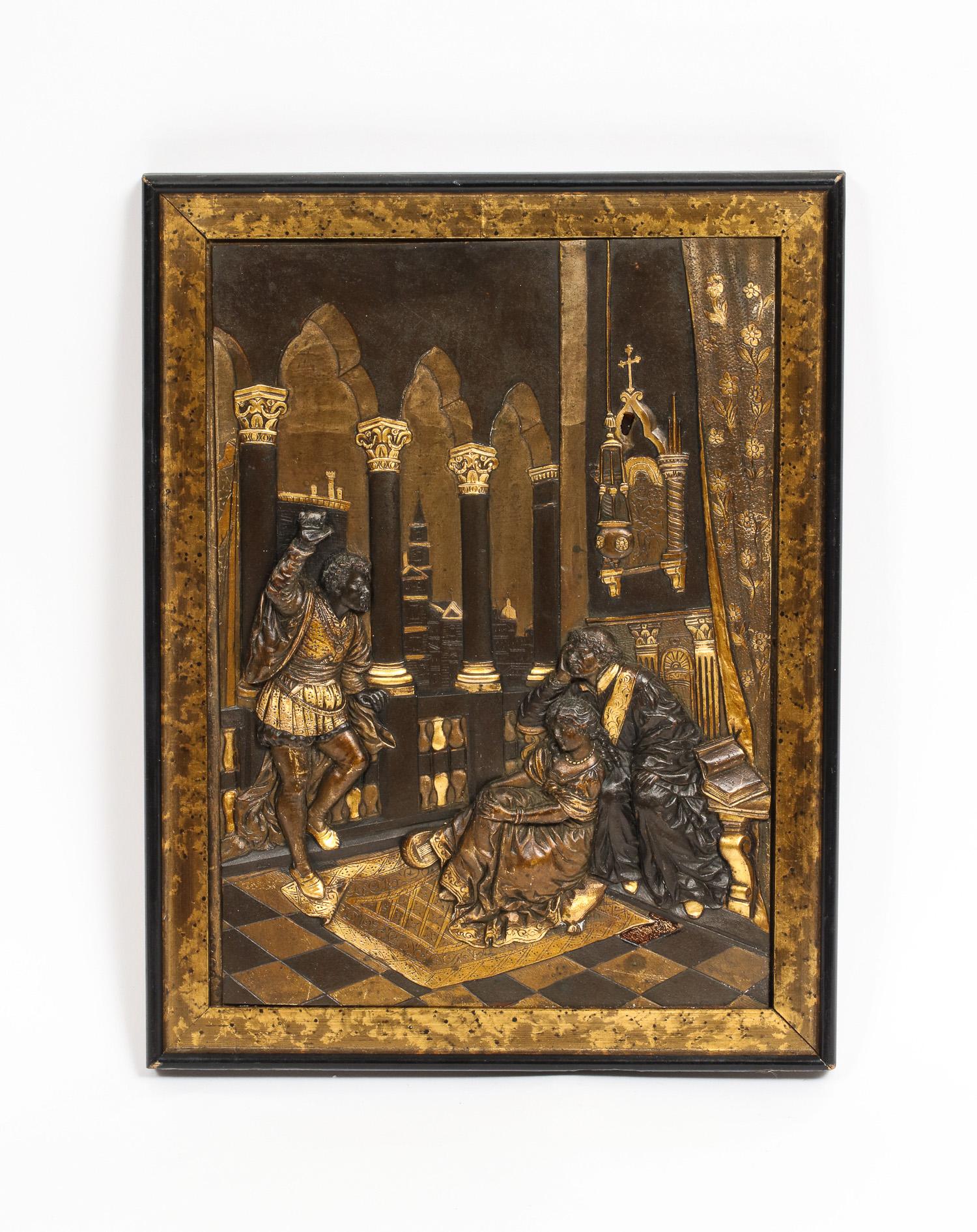 Pair of Gilt and Patinated Bronze Relief Plaques Depicting Shakespeare, Othello 3
