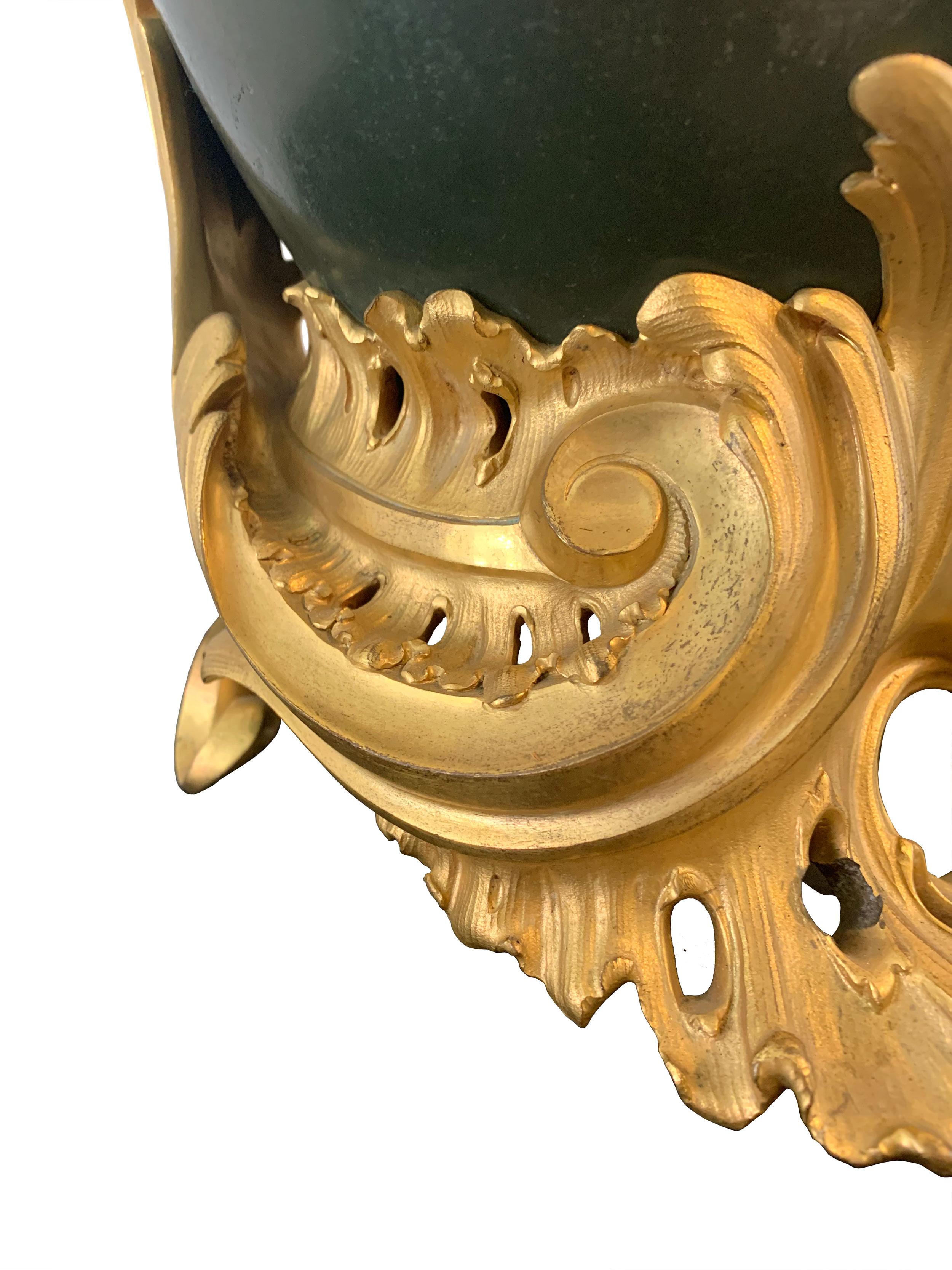 Pair of Gilt and Patinated Bronze Three Light Candelabras by Henry Dasson In Good Condition In Pasadena, CA