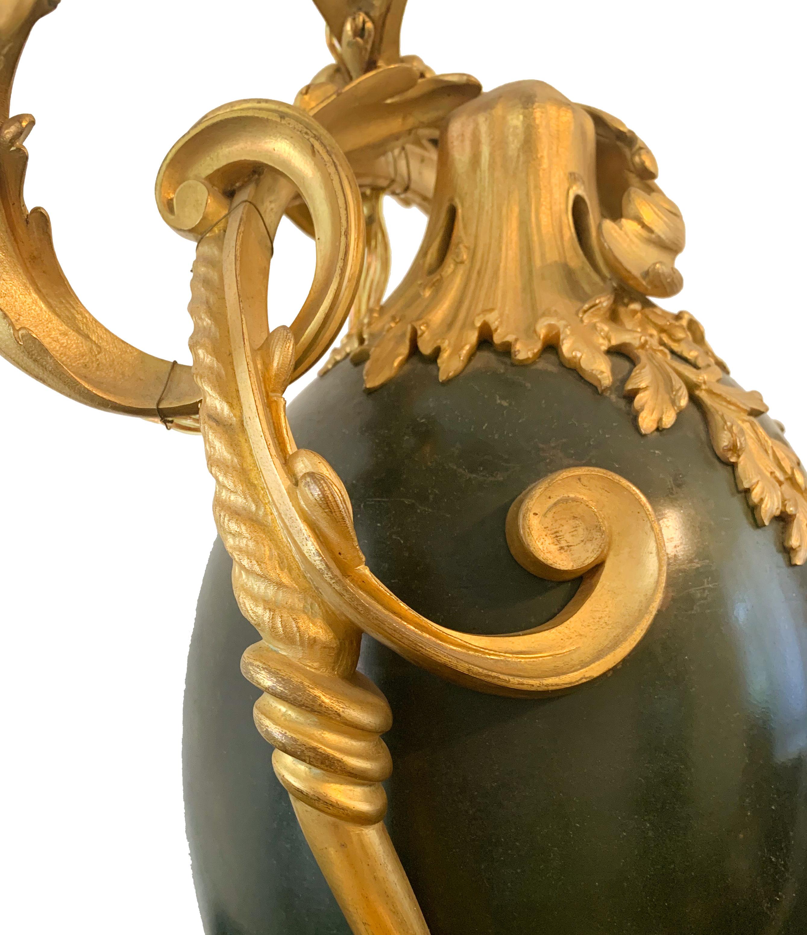 Pair of Gilt and Patinated Bronze Three Light Candelabras by Henry Dasson 2